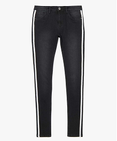 jean femme coupe slim avec liseres bicolores sur les cotes noir pantalons jeans et leggings9503001_4