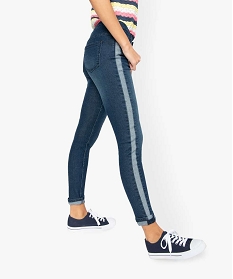 jean femme skinny avec bandes laterales en denim bleu9503101_1