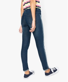 jean femme skinny avec bandes laterales en denim bleu9503101_3