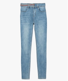 jean femme coupe slim avec taille haute et ceinture a double boucle bleu pantalons jeans et leggings9503601_4