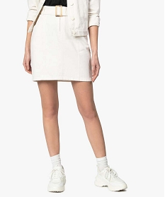jupe femme en jean clair avec ceinture a grosse boucle blanc jupes en jean9505801_1