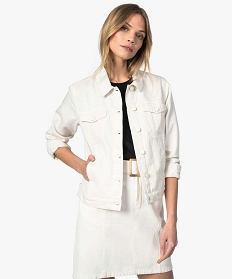veste femme en toile de coton unie blanc vestes9506001_1