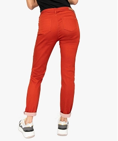 pantalon femme coupe slim en toile extensible orange9507401_3
