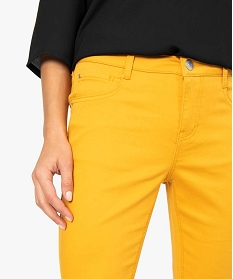 pantalon femme coupe slim en toile extensible jaune9507501_2