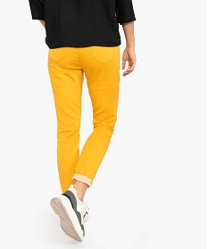 pantalon femme coupe slim en toile extensible jaune pantalons9507501_3