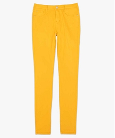 pantalon femme coupe slim en toile extensible jaune9507501_4