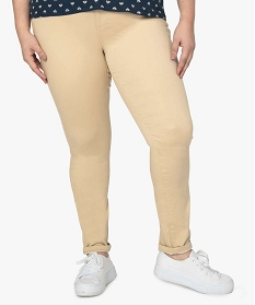 pantalon femme stretch 5 poches uni beige9507901_1