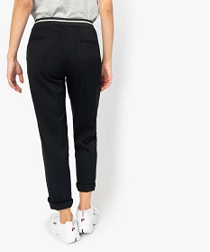 pantalon femme en toile coupe large avec ceinture elastiquee noir pantalons9508301_3