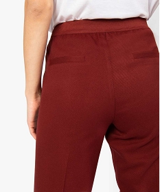 pantalon femme uni coupe ample avec taille elastiquee au dos brun pantalons9508601_2