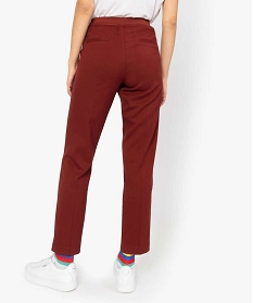 pantalon femme uni coupe ample avec taille elastiquee au dos rouge pantalons9508601_3