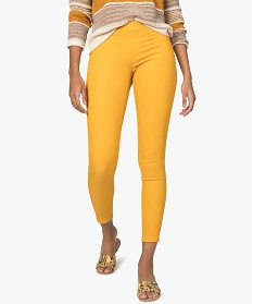 pantalon femme jegging colore a taille elastique jaune9509301_1