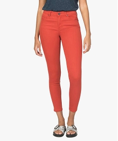 pantalon femme skinny stretch taille basse rouge9509601_1