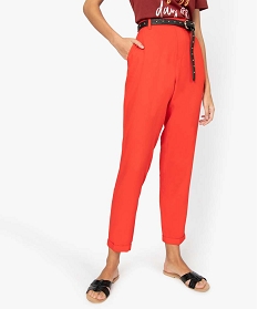 pantalon femme fluide avec taille elastiquee rouge pantalons9509801_1