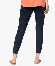 pantalon femme en toile unie avec bas zippe bleu pantalons9510901_3