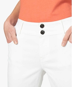 pantalon femme en toile unie avec bas zippe blanc pantalons9511001_2