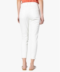 pantalon femme en toile unie avec bas zippe blanc9511001_3