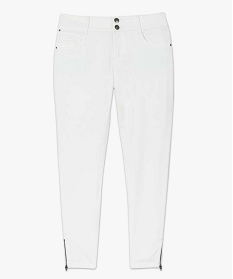 pantalon femme en toile unie avec bas zippe blanc9511001_4