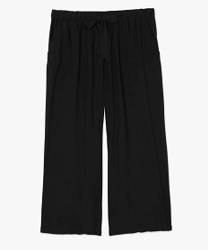 pantalon femme en toile unie coupe ample noir9513201_4