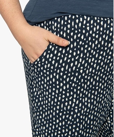 pantalon femme large et fluide imprime a taille elastiquee imprime9513501_2
