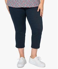 GEMO Pantacourt femme grande taille en toile extensible coupe ajustée Bleu