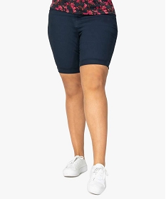 bermuda femme grande taille en toile unie coupe ajustee bleu9516801_1