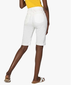 bermuda femme uni en coton avec revers cousus blanc shorts9517301_1