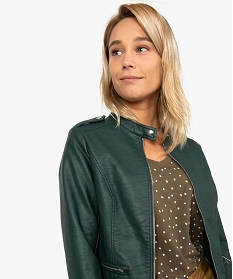 veste femme biker avec zips vert vestes9518701_2