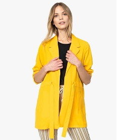 veste femme fluide a taille ajustable jaune vestes9519901_1