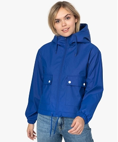 veste femme impermeable coupe courte et capuche bleu9521101_1