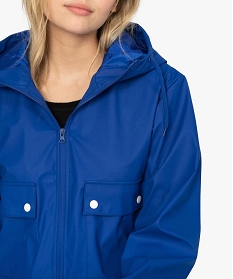 veste femme impermeable coupe courte et capuche bleu manteaux9521101_2
