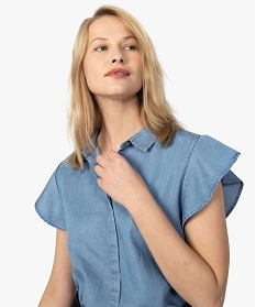chemise femme en lyocell bleu9524201_1