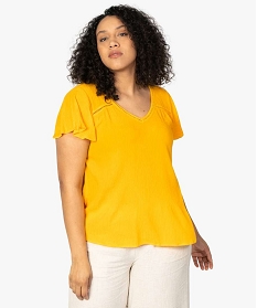 blouse femme fluide a fines rayures dorees jaune chemisiers et blouses9524401_1