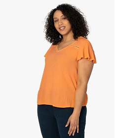 blouse femme fluide a fines rayures dorees orange chemisiers et blouses9524501_1