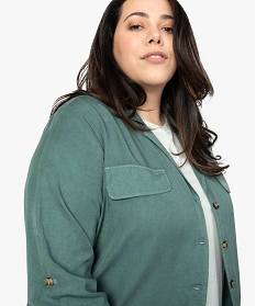 chemise femme grande taille en lyocell avec manches retroussables vert chemisiers9525901_2