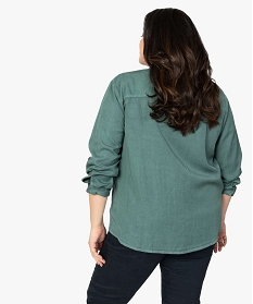 chemise femme grande taille en lyocell avec manches retroussables vert chemisiers9525901_3