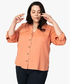 chemise femme en lyocell et manches retroussables orange9526001_1