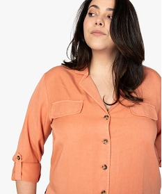 chemise femme en lyocell et manches retroussables orange9526001_2