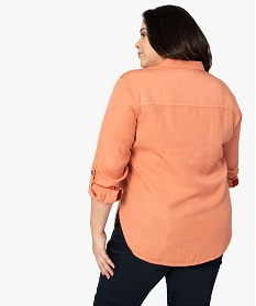 chemise femme en lyocell et manches retroussables orange9526001_3