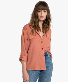 chemise femme en lyocell avec fausses poches poitrine orange chemisiers9526501_1