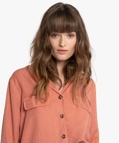 chemise femme en lyocell avec fausses poches poitrine orange chemisiers9526501_2
