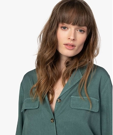 chemise femme en lyocell avec fausses poches poitrine vert chemisiers9526601_2