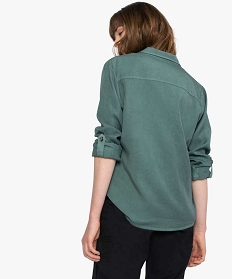 chemise femme en lyocell avec fausses poches poitrine vert chemisiers9526601_3