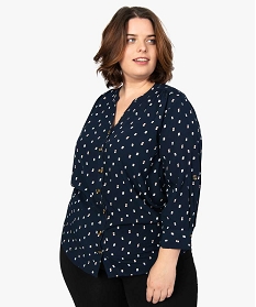 blouse femme grande taille imprimee a manches 34 imprime chemisiers et blouses9526901_1