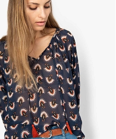blouse femme imprimee en voile a col rond imprime blouses9528201_2