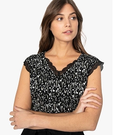 tee-shirt femme imprime avec touches de dentelle imprime blouses9530101_2