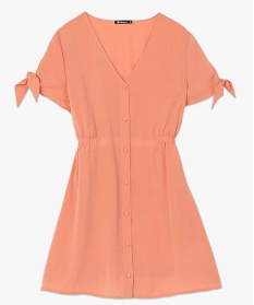 robe femme courte boutonnee a taille elastiquee orange robes9533001_4