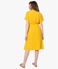 robe femme a manches courtes boutonnee sur lavant jaune robes9533901_3