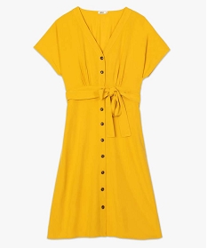 robe femme a manches courtes boutonnee sur lavant jaune robes9533901_4