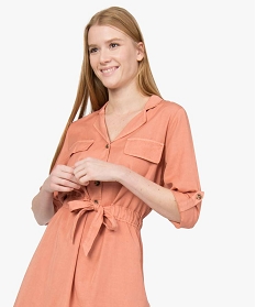 robe femme en lyocell forme chemise orange robes9535801_2
