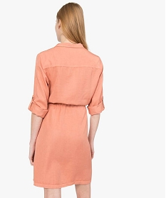 robe femme en lyocell forme chemise orange9535801_3